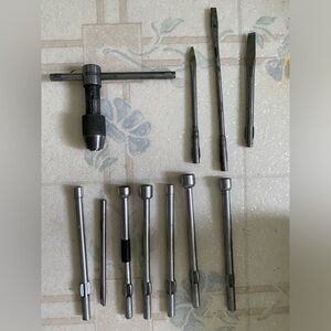 Vintage Tool Lot Tap Wrench Drill Attachments Nut Driver Set